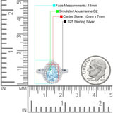 Teardrop Pear Vintage Engagement Ring Simulated Aquamarine CZ 925 Sterling Silver