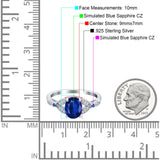 Oval Blue Sapphire Art Deco Wedding Ring Simulated Blue Sapphire CZ 925 Sterling Silver