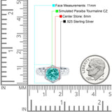 Art Deco Engagement Bridal Ring Hexagon Simulated Paraiba Tourmaline CZ 925 Sterling Silver