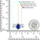 Art Deco Oval Engagement Ring Simulated Blue Sapphire CZ 925 Sterling Silver