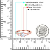 14K Rose Gold Three Stone Vintage Engagement Bridal Ring Round Simulated Cubic Zirconia Size-7