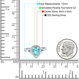 Teardrop Pear Twist Infinity Shank Wedding Ring Simulated Paraiba Tourmaline CZ 925 Sterling Silver