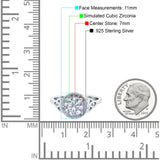 Celtic Halo Art Deco Wedding Ring Round Simulated Cubic Zirconia 925 Sterling Silver
