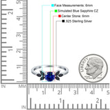 Art Deco Engagement Ring Simulated Black Round Simulated Blue Sapphire CZ 925 Sterling Silver