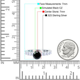 Art Deco Wedding Bridal Ring Round Simulated Black CZ 925 Sterling Silver