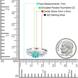 Vintage Style Cushion and Marquise Wedding Ring Simulated Paraiba Tourmaline CZ 925 Sterling Silver