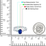 Celtic Weave Braided Style Oval Wedding Ring Simulated Blue Sapphire CZ 925 Sterling Silver