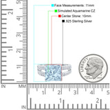 Princess Cut Art Deco Engagement Ring Simulated Aquamarine CZ 925 Sterling Silver