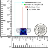 Princess Cut Art Deco Engagement Ring Simulated Blue Sapphire CZ 925 Sterling Silver