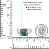 Princess Cut Art Deco Engagement Ring Simulated Rainbow CZ 925 Sterling Silver
