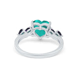 Heart Promise Wedding Ring Simulated Paraiba Tourmaline CZ 925 Sterling Silver