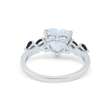Heart Promise Wedding Ring Lab Created White Opal 925 Sterling Silver
