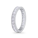 Full Eternity Wedding Band Ring Simulated CZ 925 Sterling Silver