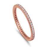 Stackable Full Eternity Wedding Band Rings Rose Tone, Simulated CZ 925 Sterling Silver
