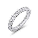 Eternity Wedding Band Rings Round Simulated CZ 925 Sterling Silver