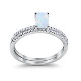 Solitaire Wedding Piece Ring Radiant Cut Lab Created White Opal 925 Sterling Silver