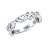 Filigree Thumb Ring Band Round Eternity Simulated CZ 925 Sterling Silver