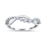 Infinity Crisscross Band Eternity Ring Round Simulated CZ 925 Sterling Silver