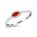 Petite Dainty Wedding Ring Marquise Simulated Garnet CZ 925 Sterling Silver