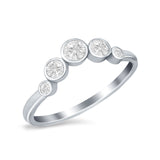 Curved Thumb Ring Wedding Round Bezel Eternity Simulated CZ 925 Sterling Silver