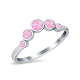 Curved Thumb Ring Wedding Round Bezel Eternity Simulated Pink CZ 925 Sterling Silver