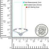 Geometric Heart Band Wedding Ring Round Simulated Cubic Zirconia 925 Sterling Silver (5mm)