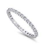 Stackable Ring Round Eternity Simulated Cubic Zirconia 925 Sterling Silver