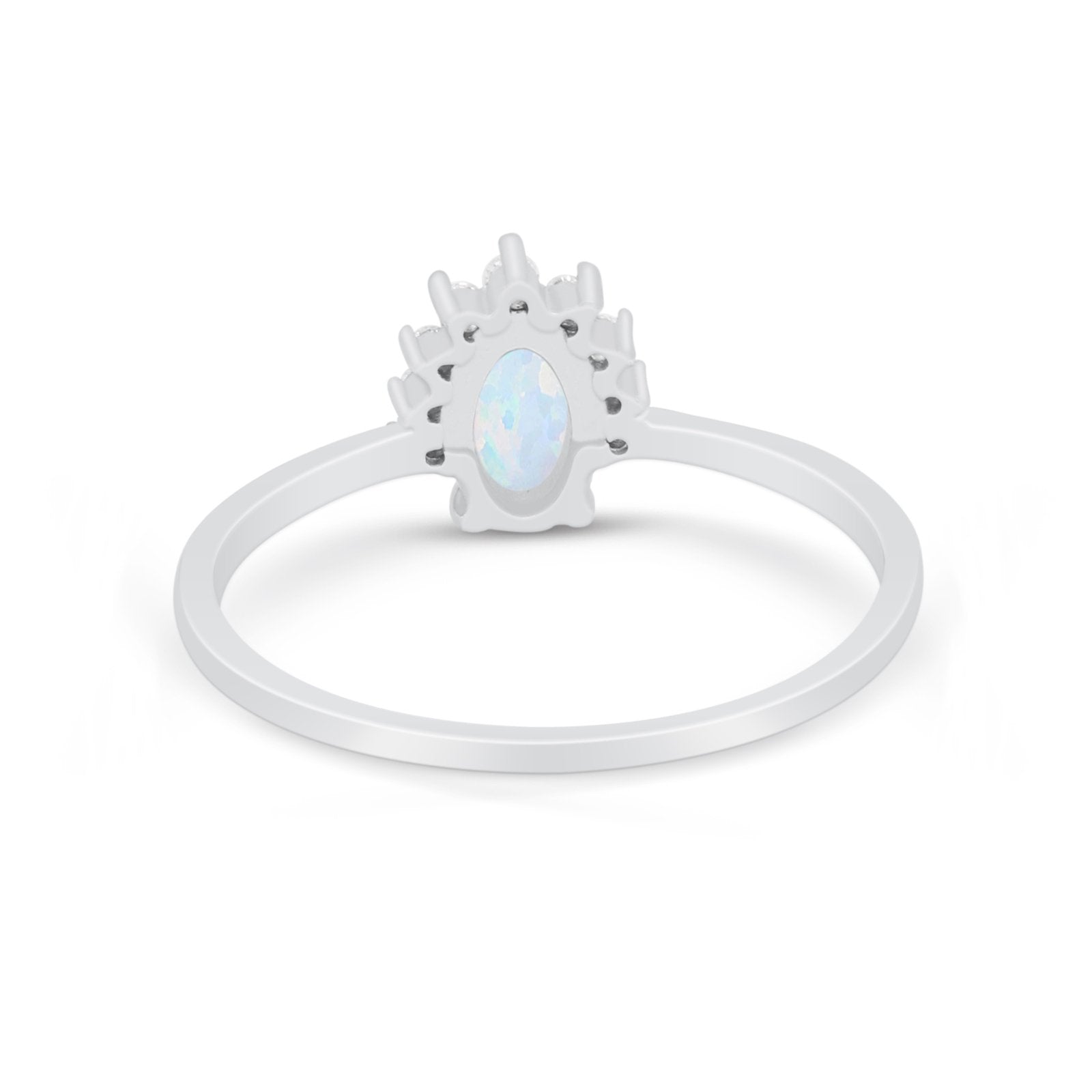 Petite Dainty Fashion Thumb Ring Round Lab Created White Opal 925 Sterling Silver