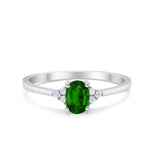Art Deco Oval Engagement Ring Simulated Green Emerald CZ 925 Sterling Silver