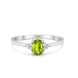 Art Deco Oval Engagement Ring Simulated Peridot CZ 925 Sterling Silver