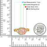 Halo Infinity Shank Engagement Ring Cushion Yellow Tone, Simulated Morganite CZ 925 Sterling Silver