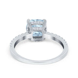 Vintage Cushion Cut Engagement Ring Simulated Aquamarine CZ 925 Sterling Silver