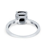 Vintage Cushion Cut Engagement Ring Simulated Black CZ 925 Sterling Silver
