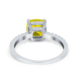 Vintage Cushion Cut Engagement Ring Simulated Yellow CZ 925 Sterling Silver