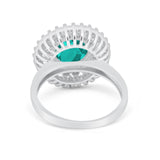 Cocktail Wedding Ring Round Simulated Paraiba Tourmaline CZ 925 Sterling Silver