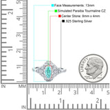 Marquise Art Deco Engagement Ring Accent Simulated Paraiba Tourmaline CZ 925 Sterling Silver