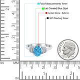 Oval Art Deco Wedding Bridal Ring Lab Created Blue Opal 925 Sterling Silver