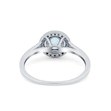 Halo Wedding Bridal Ring Round Lab Created White Opal 925 Sterling Silver