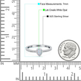 Half Eternity Pear Lab Created White Opal Wedding Ring Band Simulated CZ 925 Sterling Silver