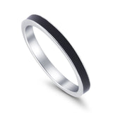 Full Eternity Stackable Wedding Band Ring Simulated Black Enamel 3mm 925 Sterling Silver