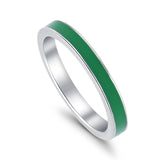 Full Eternity Stackable Wedding Band Ring Simulated Green Enamel 3mm 925 Sterling Silver