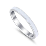 Full Eternity Stackable Wedding Band Ring Simulated White Enamel 3mm 925 Sterling Silver