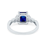 Emerald Cut Wedding Bridal Ring Simulated Blue Sapphire CZ 925 Sterling Silver