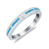 Wedding Rings Eternity Style Band Lab Created Blue Opal 925 Sterling Silver