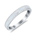 Wedding Rings Eternity Style Band Lab Created White Opal 925 Sterling Silver