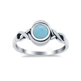 Celtic Trinity Ring Simulated Larimar CZ Infinity Shank 925 Sterling Silver