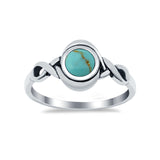 Celtic Trinity Ring Simulated Turquoise CZ Infinity Shank 925 Sterling Silver