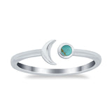 Petite Dainty Moon Cresent Ring Simulated Turquoise CZ 925 Sterling Silver