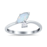 Fashion Ring Marquise Lab Created White Opal 925 Sterling Silver