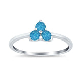 Fashion Thumb Ring Round Lab Created Blue Opal 925 Sterling Silver